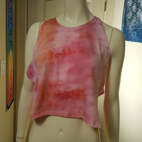 Tops - Hippie Girl Pink Tangerine Sky Tie Dye Tank Top